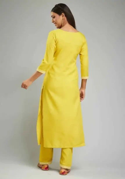 Premium Printed Yellow Color Kurta Suit Set