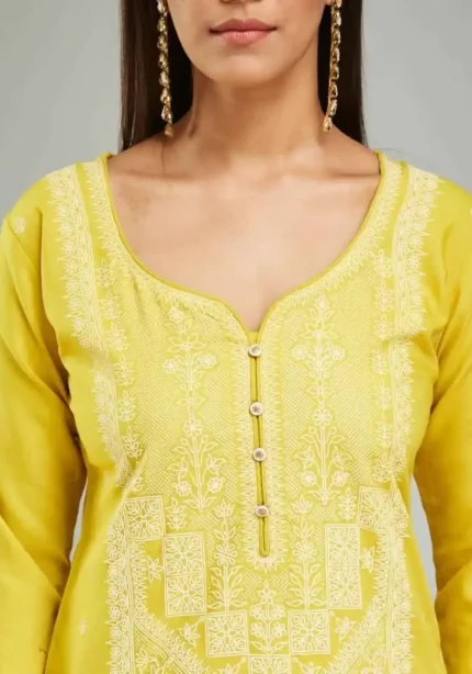 Premium Printed Yellow Color Kurta Suit Set