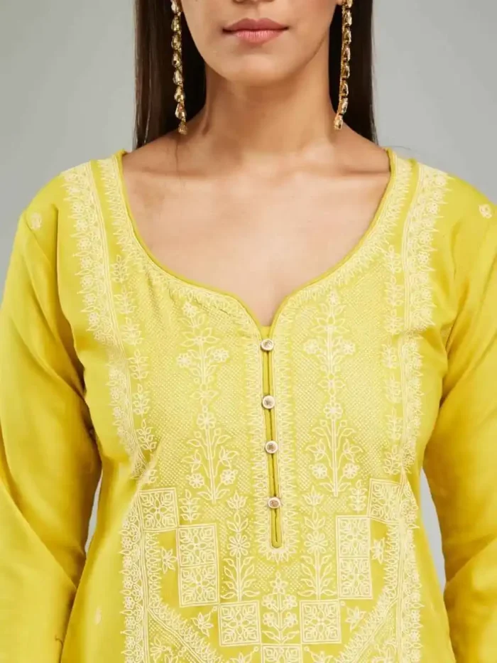 Premium Printed Yellow Color Kurta Suit Set