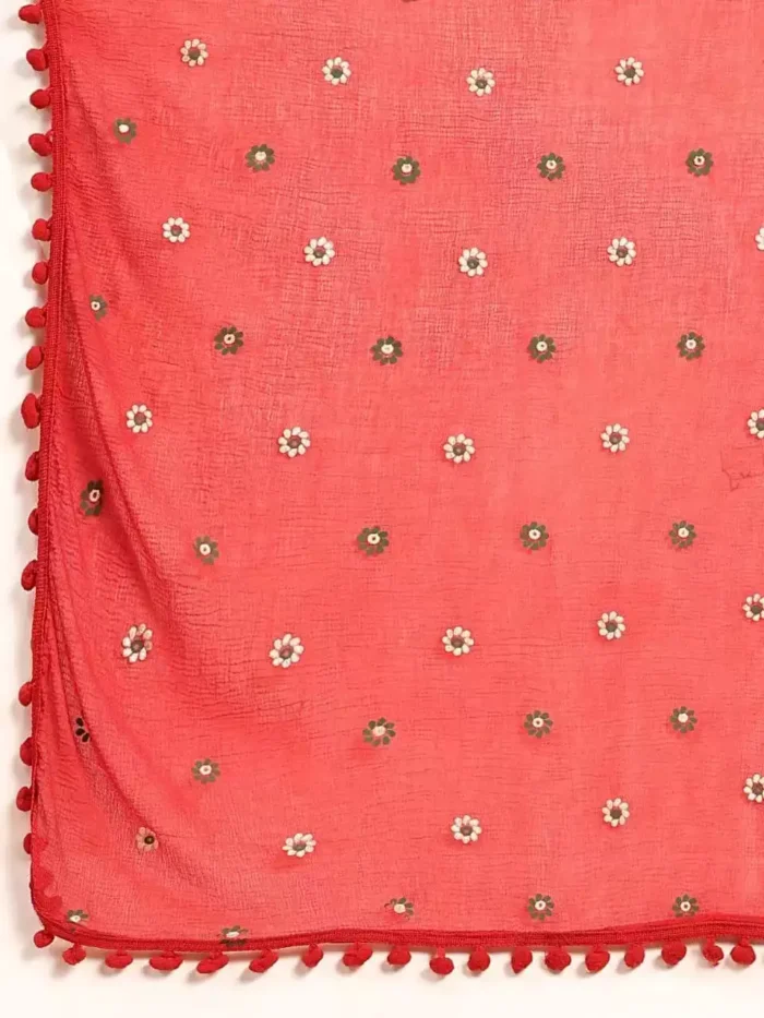 red color cotton kurta suit set dupatta min