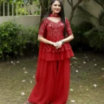 Red Color Georgette Sharara Dress