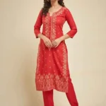 Red Color Premium Printed Kurti with Bottom