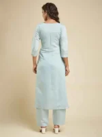 Sky Blue Roman Silk Kurti with Bottom