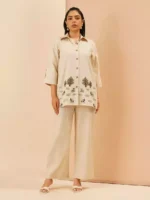 Off White Color Rayon Embroidered Top & Palazzo Co-ord Set for Women