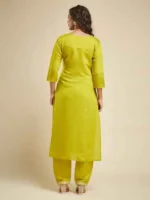 Viscose Chanderi Premium Printed Suit in yellow color