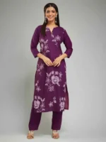 Wine Color Viscose Rayon Kurti with Bottom