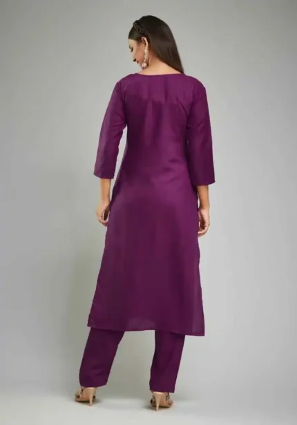 Wine Color Viscose Rayon Kurti with Bottom