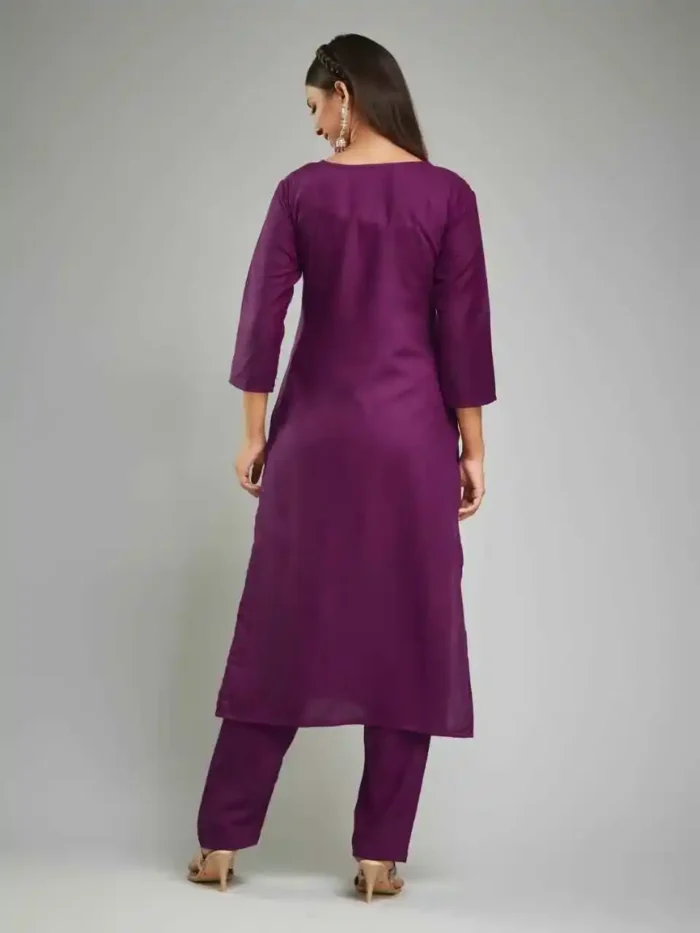 Wine Color Viscose Rayon Kurti with Bottom