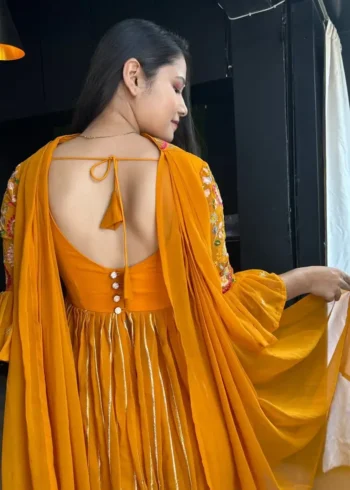 Mustard Color Georgette Sharara Dress