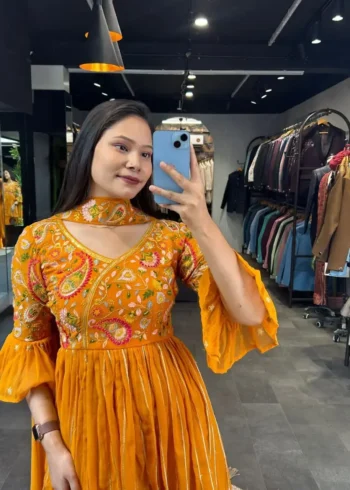 Mustard Color Georgette Sharara Dress
