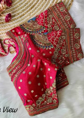 3d peacock heavy italian silk heavy embroidery work bridal readymade blouse