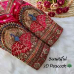 3d peacock heavy italian silk heavy embroidery work bridal readymade blouse