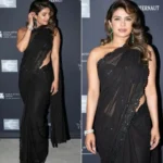 Faux Georgette Black Saree Worn By Priyanka Chopra