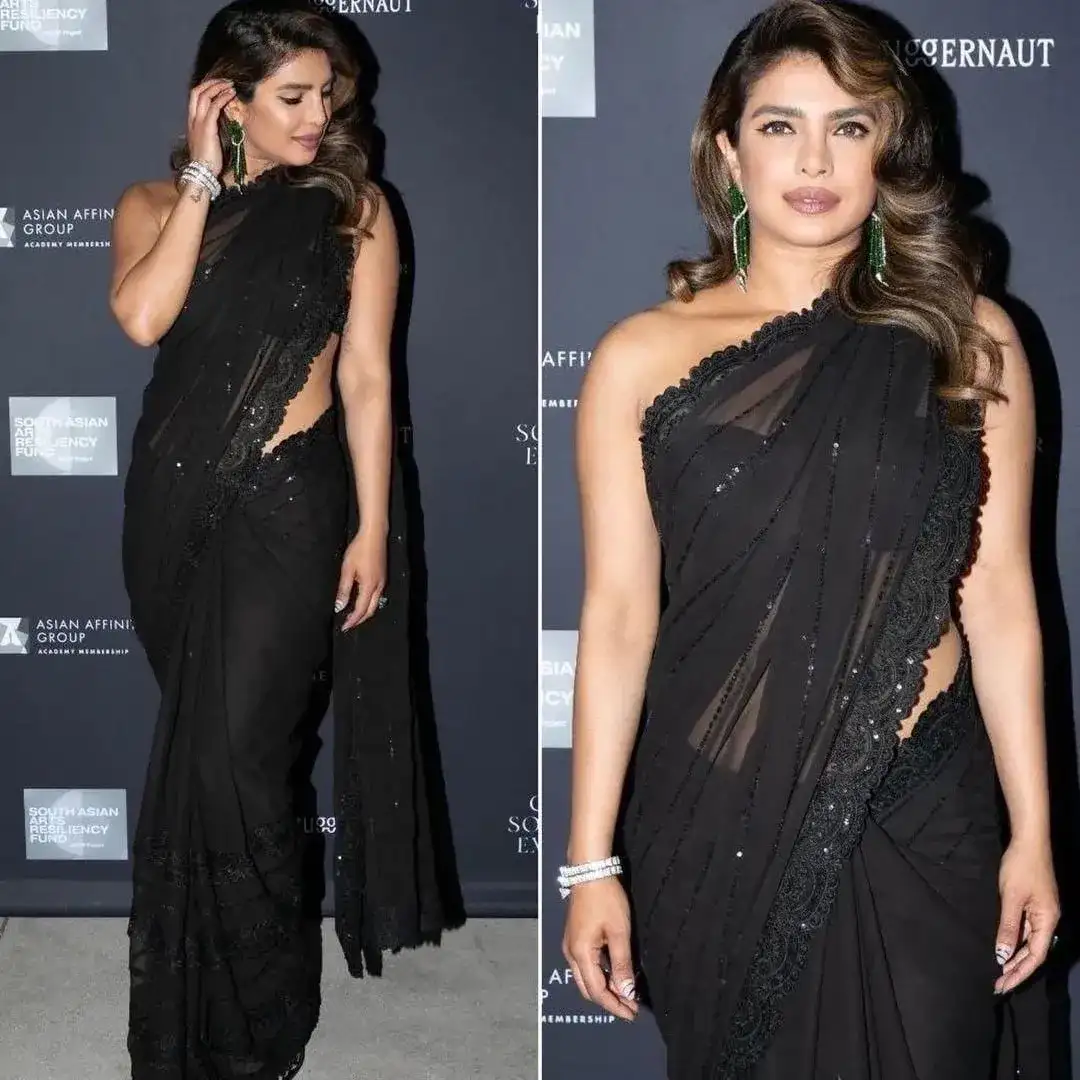 Priyanka-chopra-black-color-faux-georgette-sequins-thread-work-designer-party-wear-saree-693_41_11zon_42_11zon Faux Georgette Black Saree Worn By Priyanka Chopra