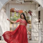 Beautiful Zari & Sequins Embroidered Party Wear Gown