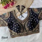 black color 3d peacock heavy italian silk heavy embroidery work bridal readymade blouse