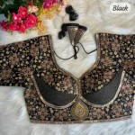 black color heavy coding thread embroidery work sabyasachi style bridal blouse