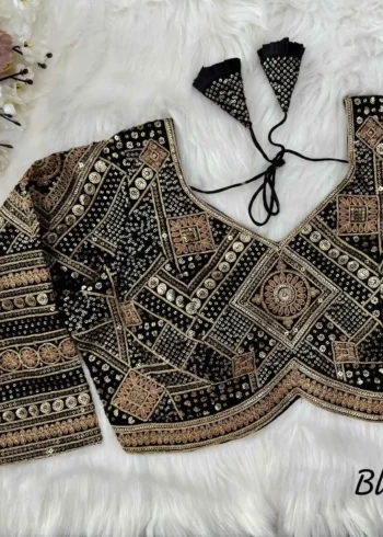 black color Long Sleeves Apple Cut Designer Readymade Blouse