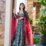 Muslin Digital Floral Print Anarkali Suit