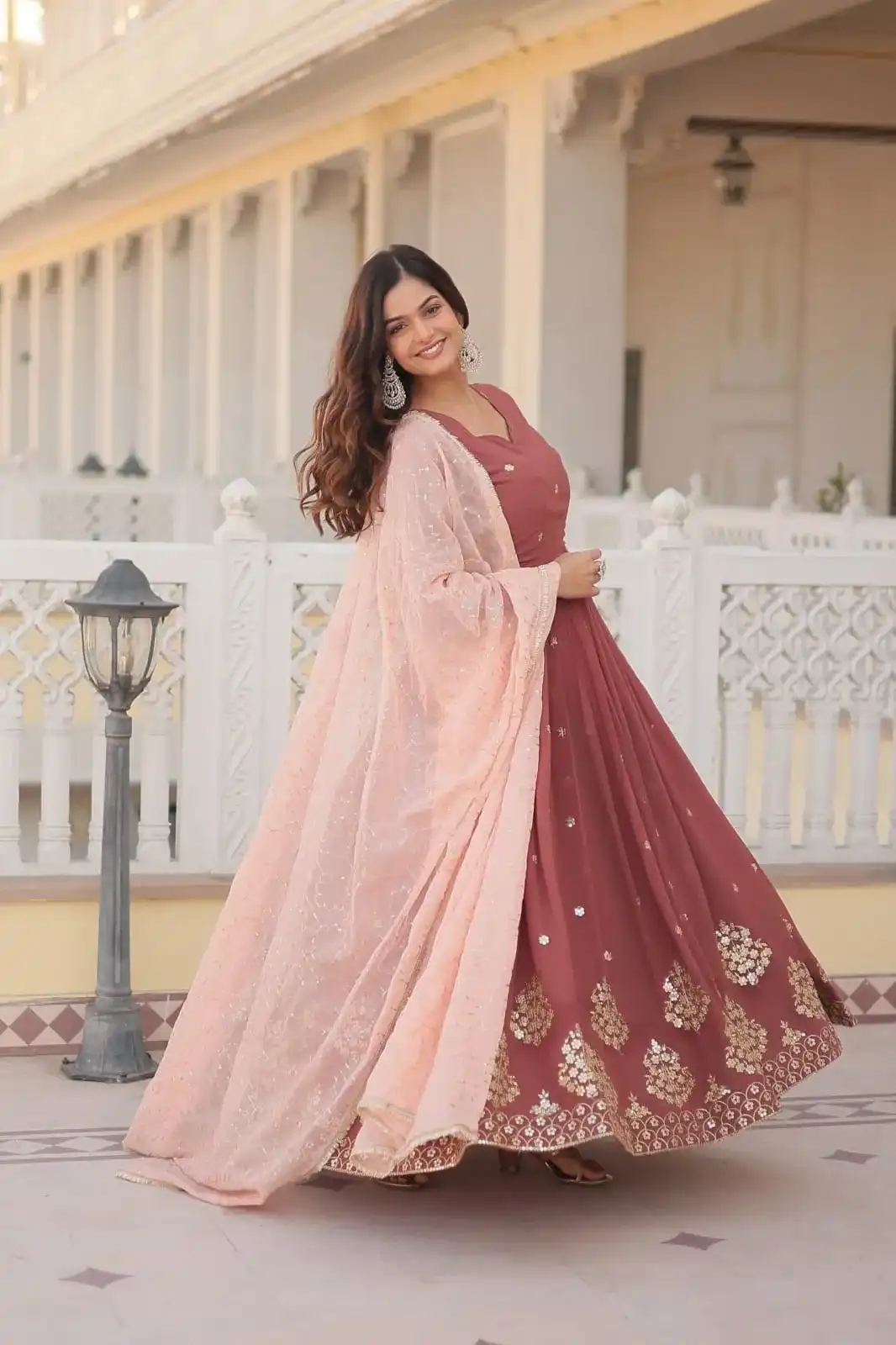 Faux Georgette Designer Anarkali Gown with Dupatta