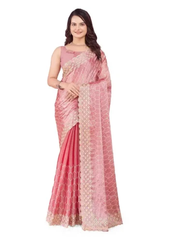 C-Pallu Burberry Silk Party Wear Saree in pastel colours