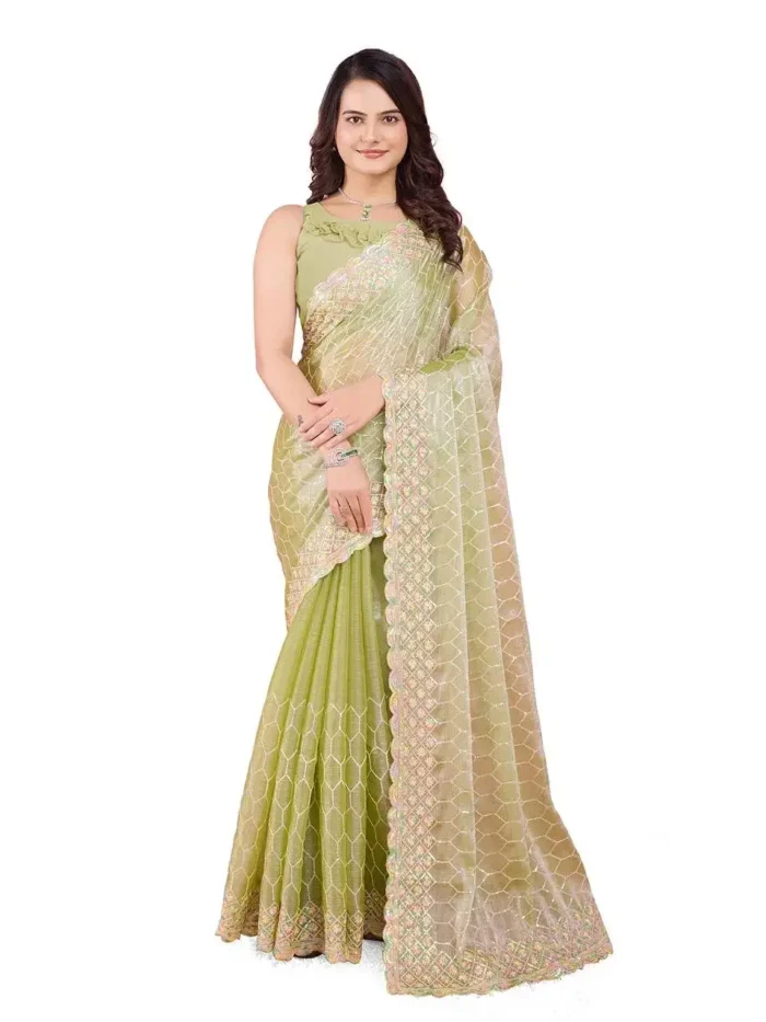 C-Pallu Burberry Silk Party Wear Saree in pastel colours