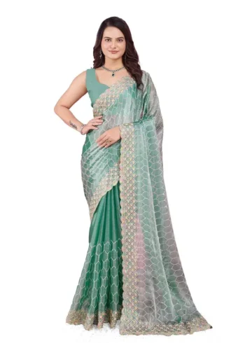 C-Pallu Burberry Silk Party Wear Saree in pastel colours