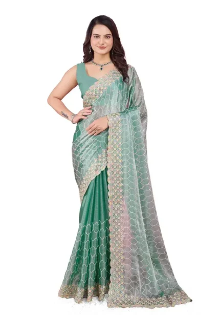 C-Pallu Burberry Silk Party Wear Saree in pastel colours