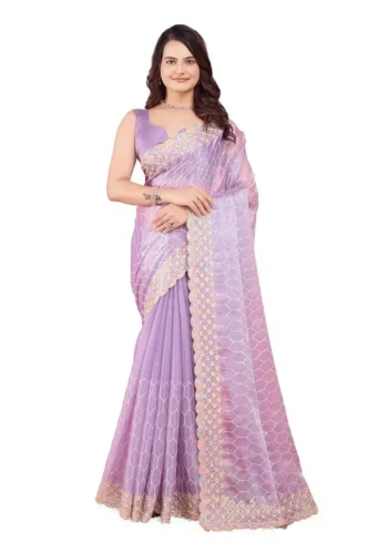 C-Pallu Burberry Silk Party Wear Saree in pastel colours