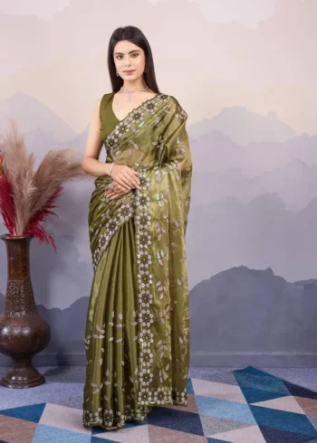 C-Pallu Embroidery Work Burberry Silk Saree for wedding