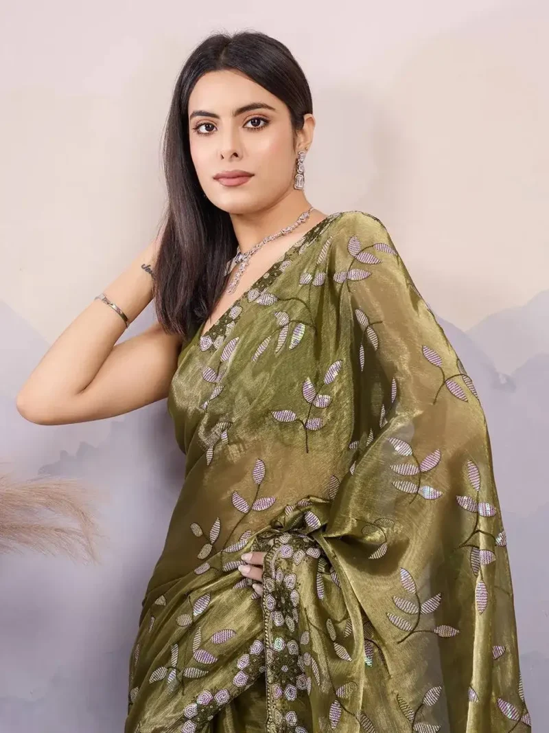 C-Pallu Embroidery Work Burberry Silk Saree for wedding