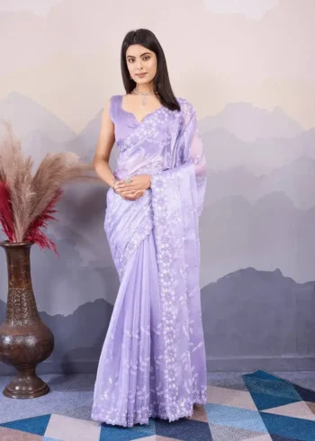 C-Pallu Embroidery Work Burberry Silk Saree for wedding