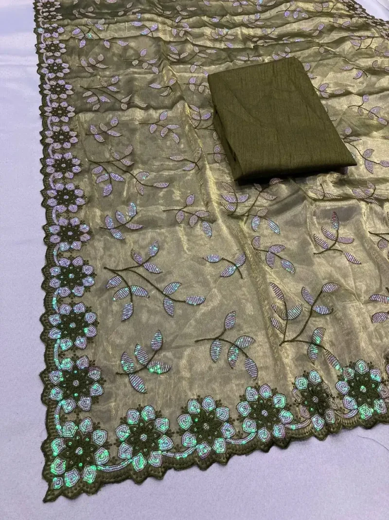 C-Pallu Embroidery Work Burberry Silk Saree for wedding
