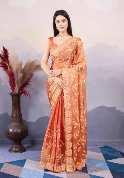 C-Pallu Embroidery Work Burberry Silk Saree for wedding