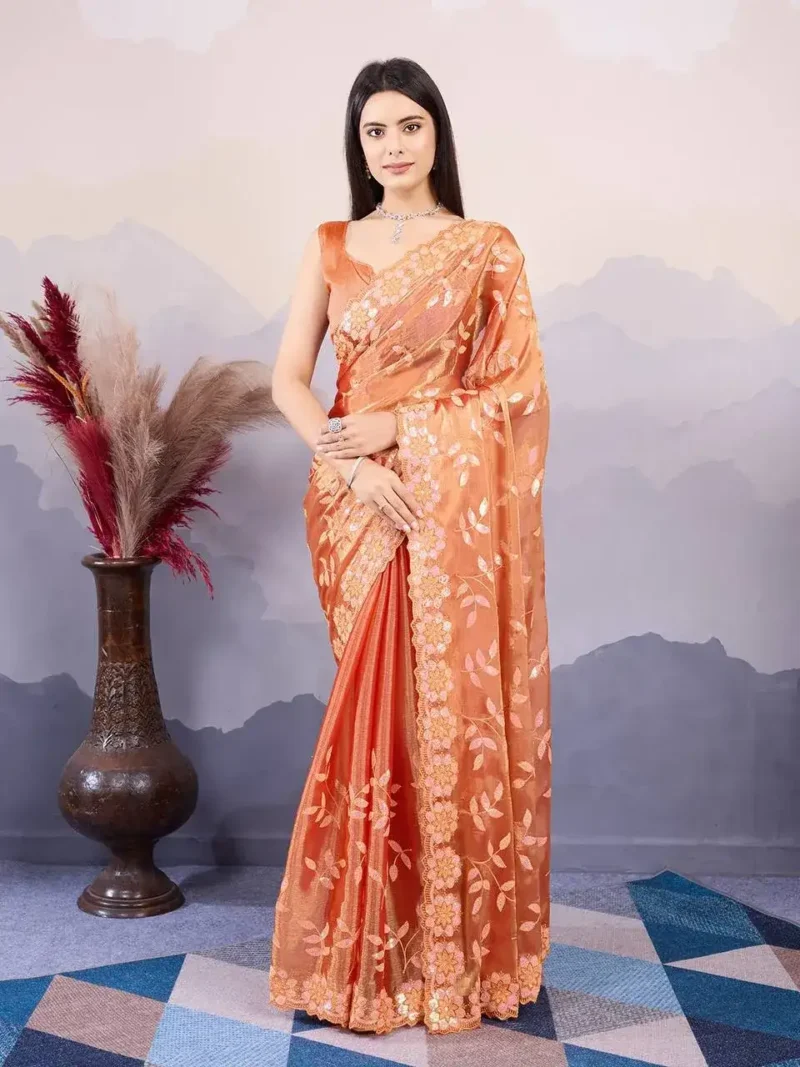 C-Pallu Embroidery Work Burberry Silk Saree for wedding