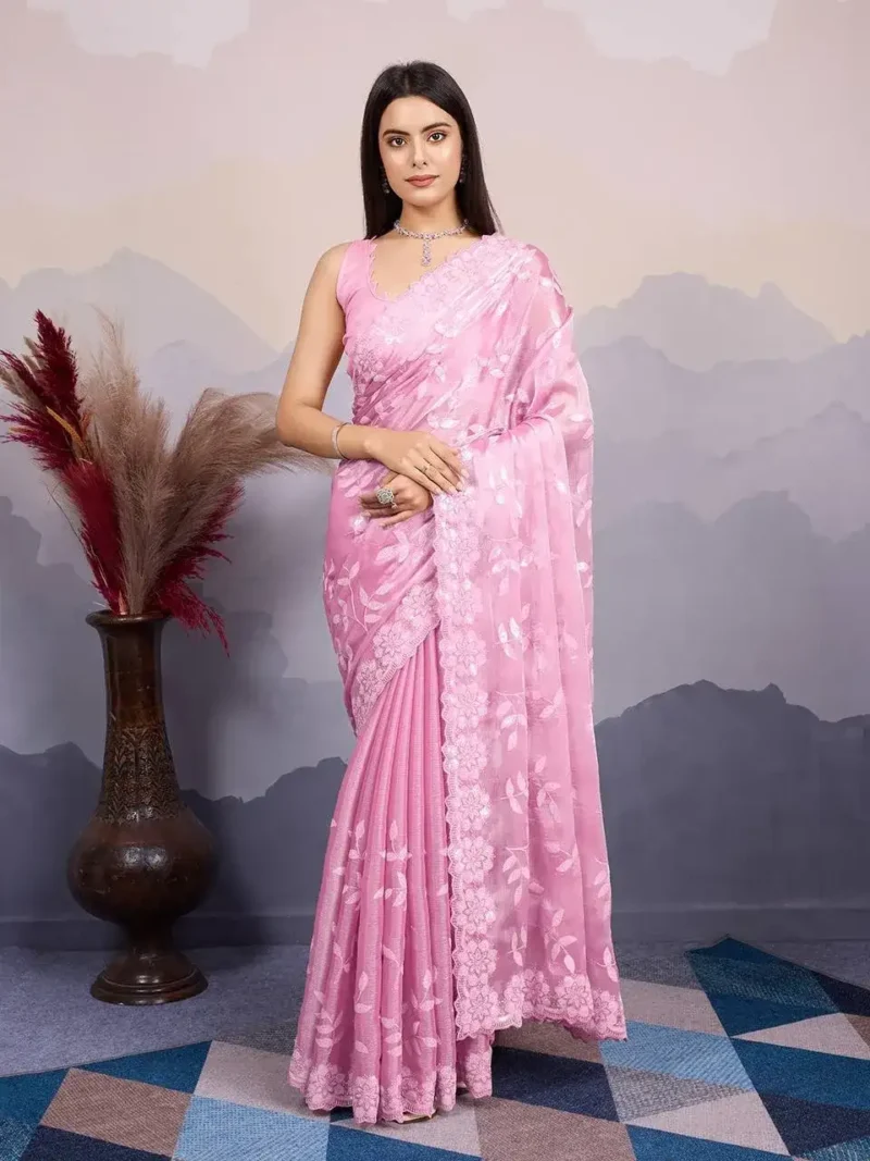C-Pallu Embroidery Work Burberry Silk Saree for wedding