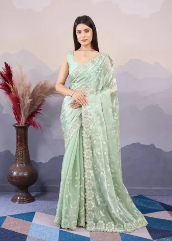 C-Pallu Embroidery Work Burberry Silk Saree for wedding