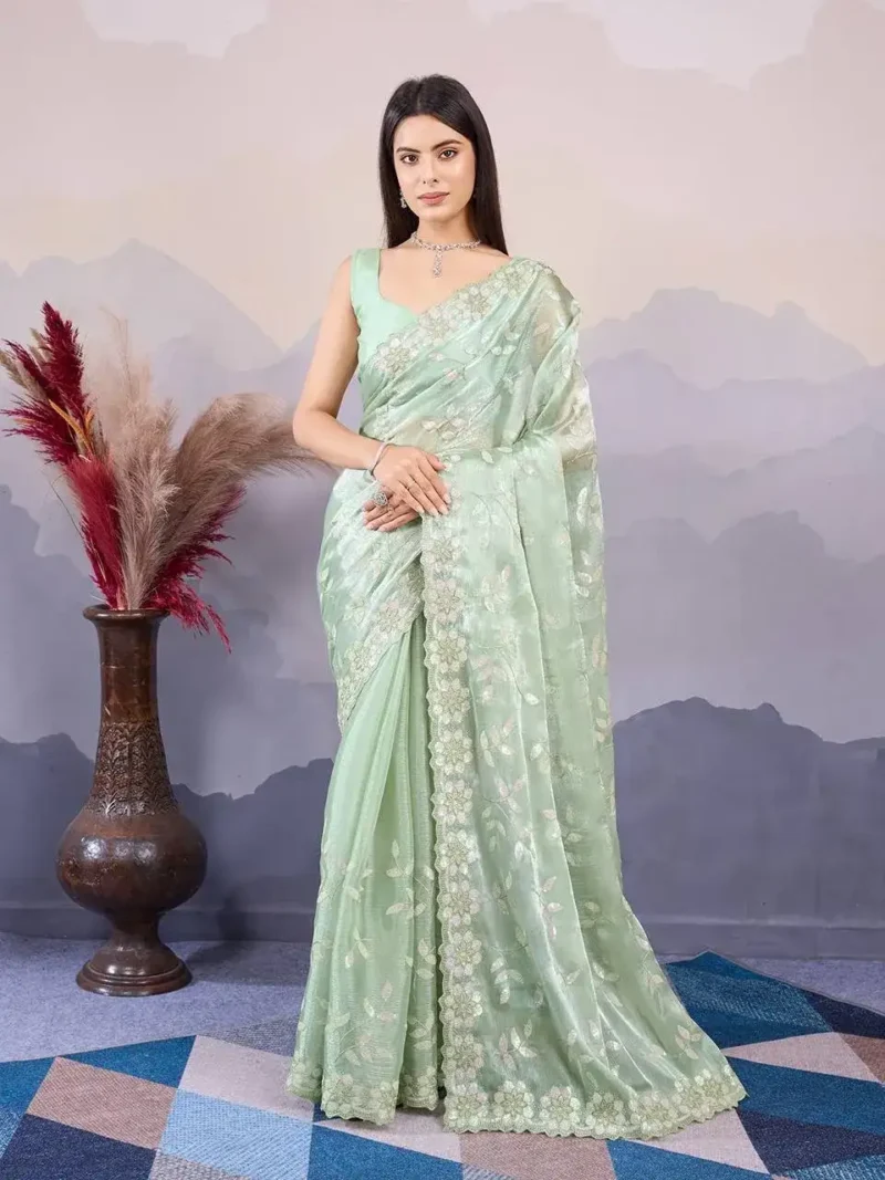 C-Pallu Embroidery Work Burberry Silk Saree for wedding