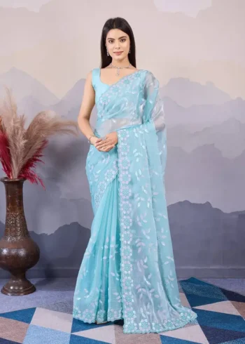 C-Pallu Embroidery Work Burberry Silk Saree for wedding