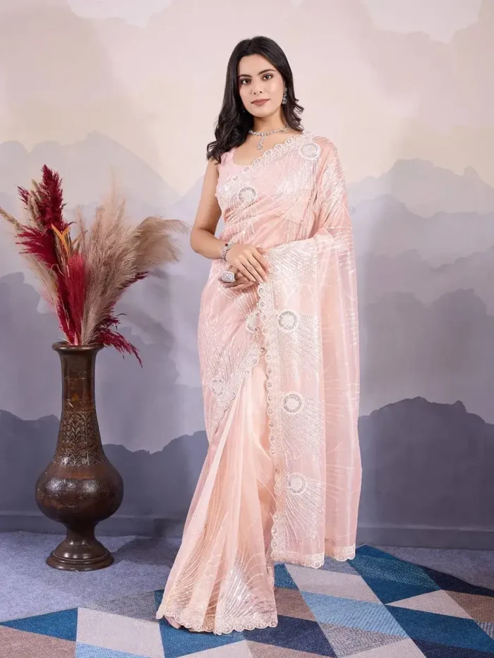 C-Pallu Twill Net Party Wear Designer Saree