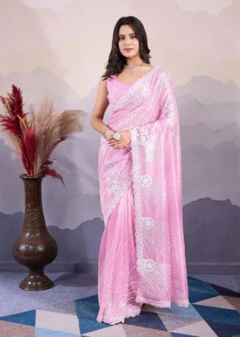 C-Pallu Twill Net Party Wear Designer Saree