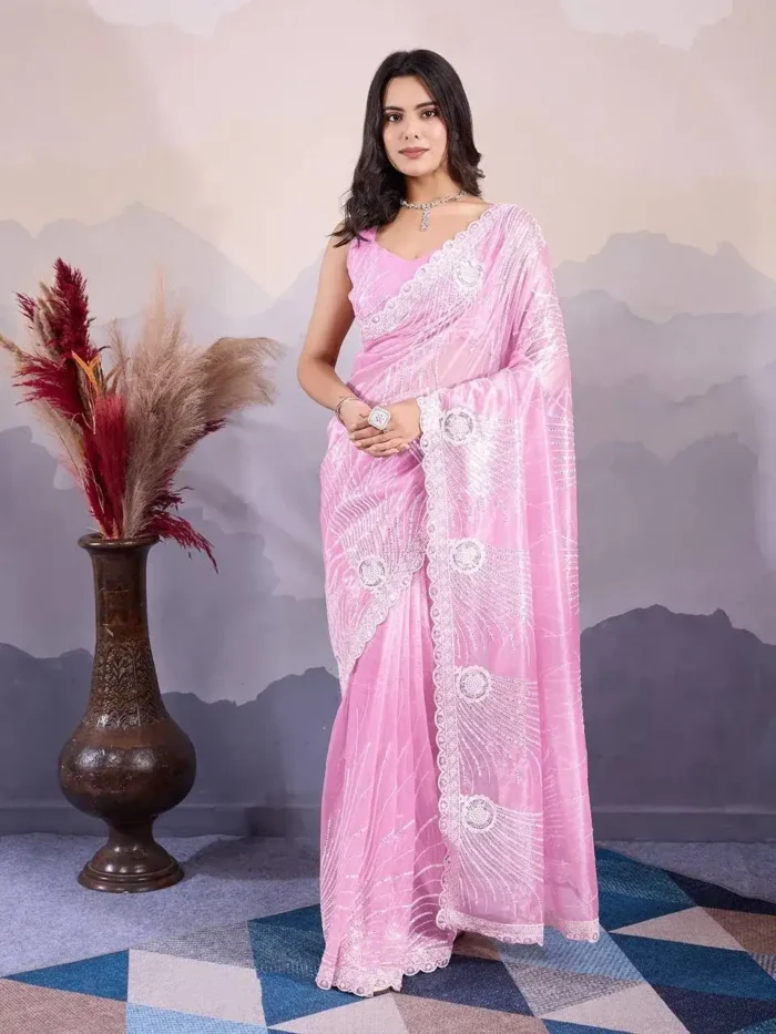 C-Pallu Twill Net Party Wear Designer Saree