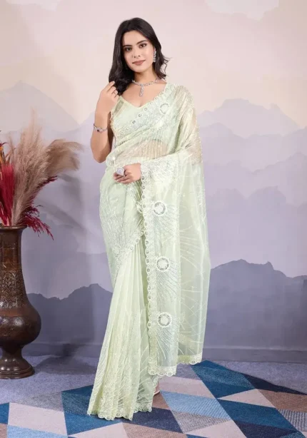 C-Pallu Twill Net Party Wear Designer Saree