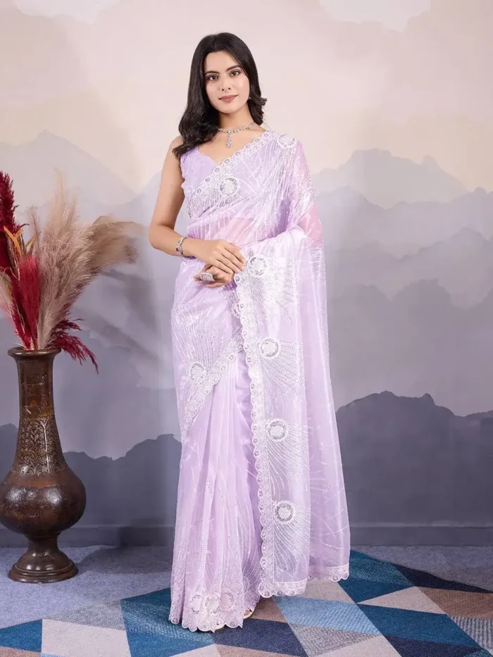 C-Pallu Twill Net Party Wear Designer Saree