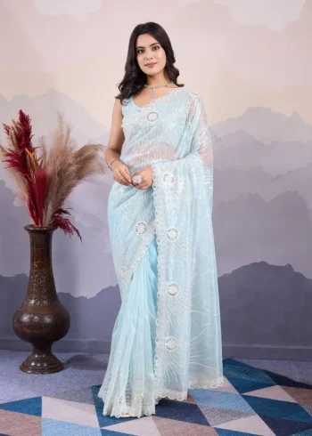 C-Pallu Twill Net Party Wear Designer Saree