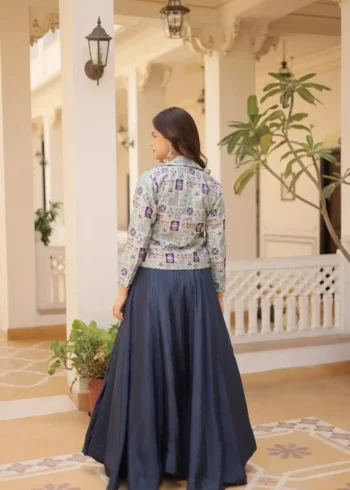 Chinnon Croptop Style Lehenga Choli with Koti