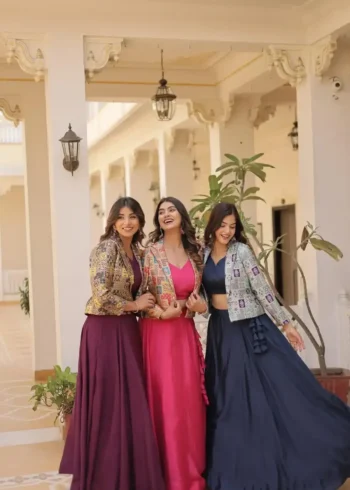 Chinnon Croptop Style Lehenga Choli with Koti