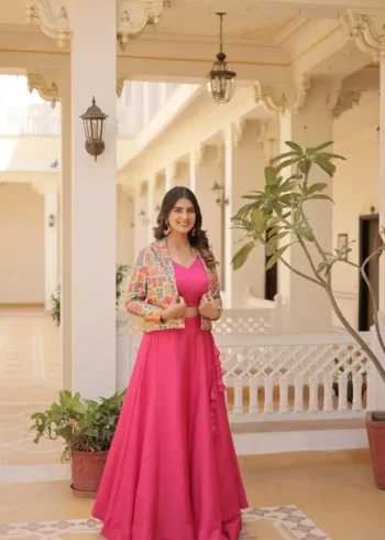 Chinnon Croptop Style Lehenga Choli with Koti