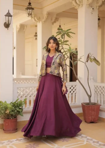 Chinnon Croptop Style Lehenga Choli with Koti