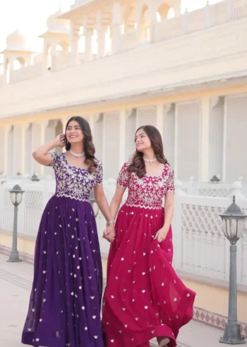 Faux Blooming Coding Sequins Embroidered Designer Gown